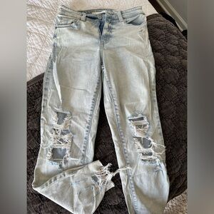 Distressed, ankle jeans